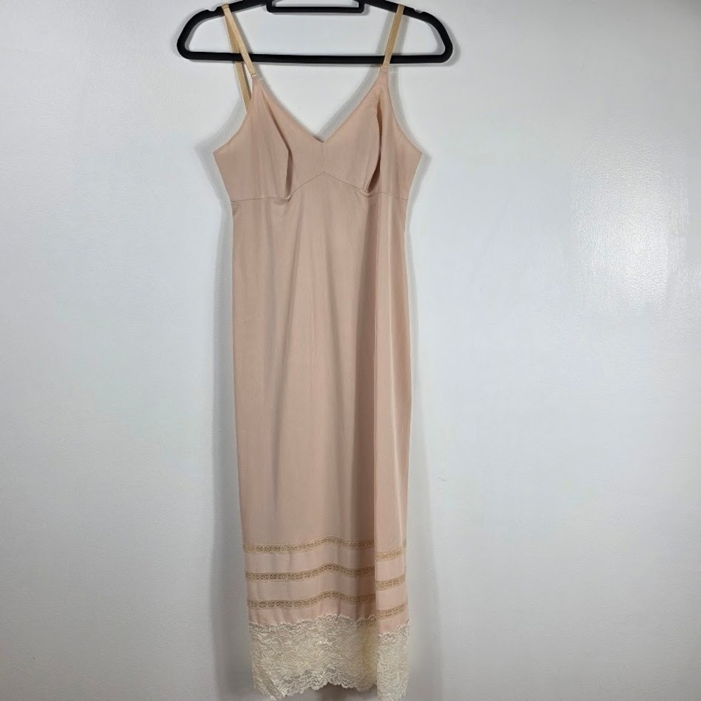 Upcycled Slip/Extender VTG Dress Womens Small Apricot Western Boho Lace Coquette